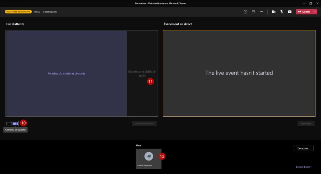 Paramétrage Écran - Votre Évènement en Direct - Formation avec Teams