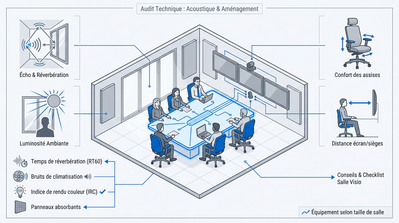 Audit technique de l'acoustique et aménagement d'une salle de visioconférence professionnelle