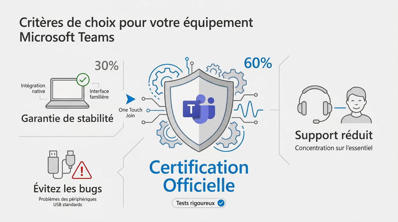 Équipement de visioconférence certifié Microsoft Teams Rooms pour salle de réunion professionnelle