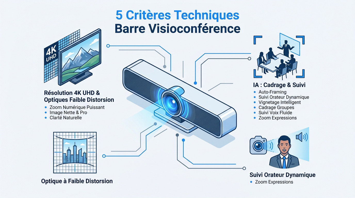 Critères techniques essentiels pour choisir une barre de visioconférence professionnelle 4K