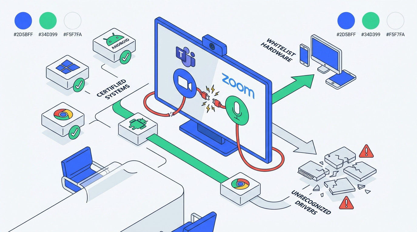 Problèmes de connexion et d'incompatibilité entre caméras et micros en visioconférence