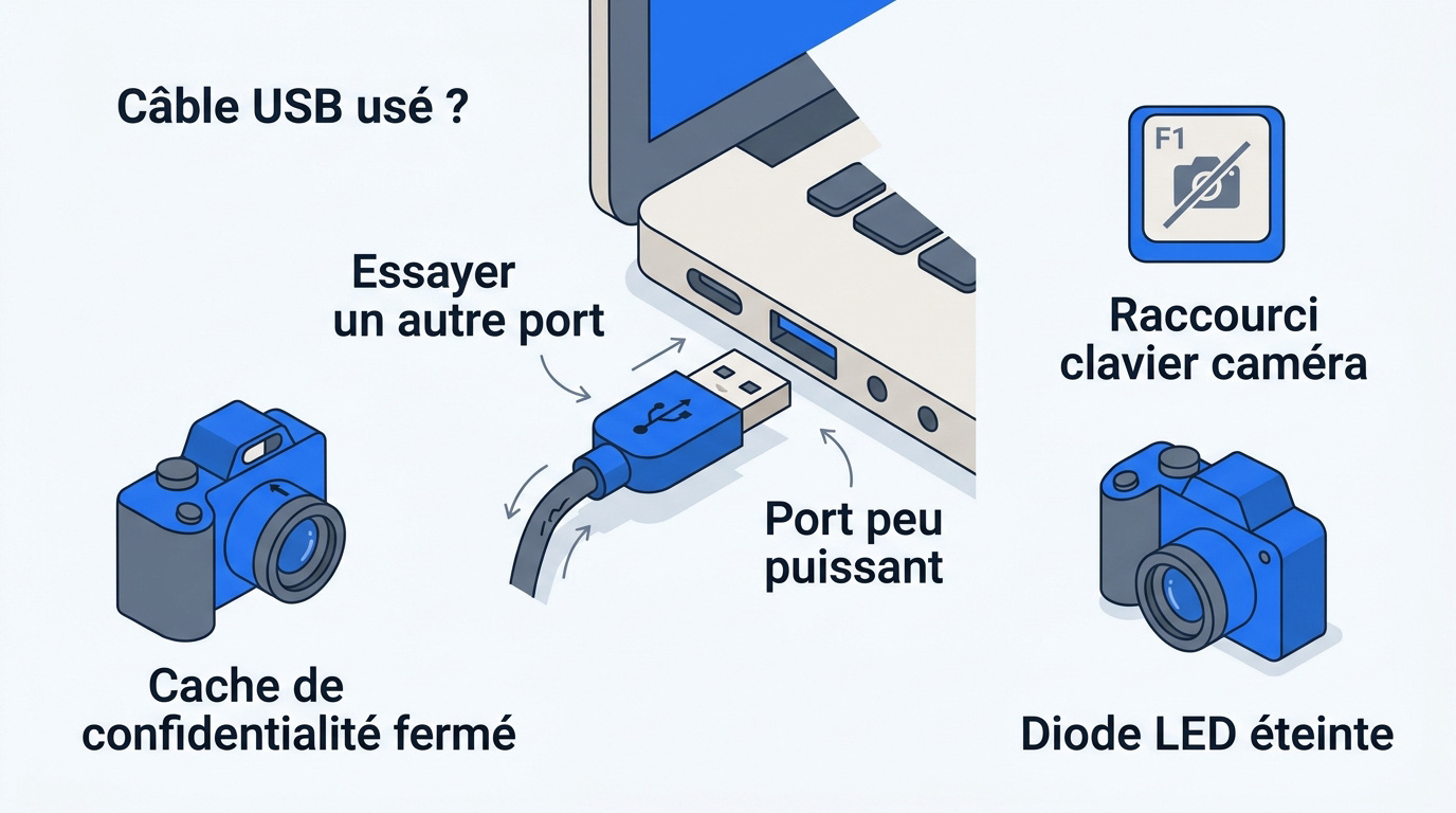 Diagnostic technique d'une caméra USB non reconnue sur un poste de travail