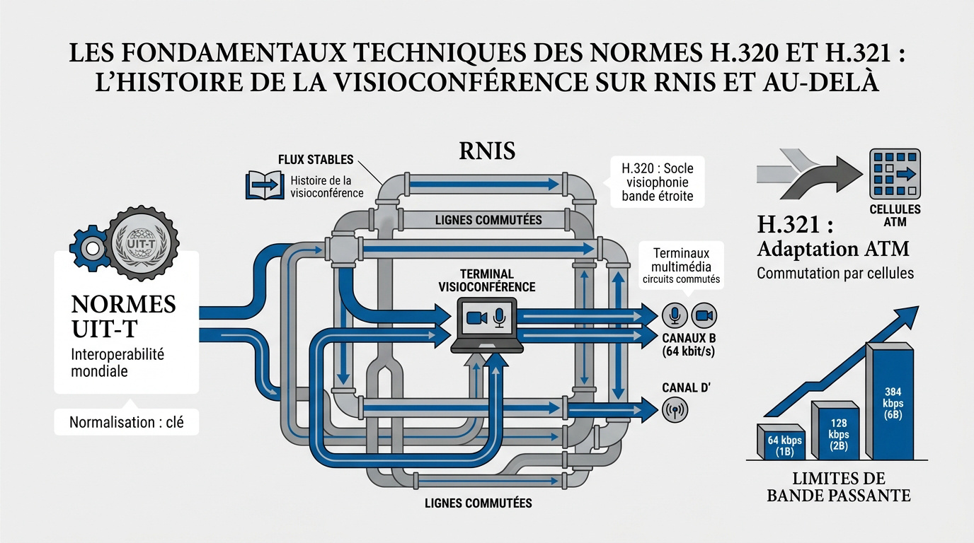 Schéma technique des infrastructures de visioconférence normes H.320 et H.321