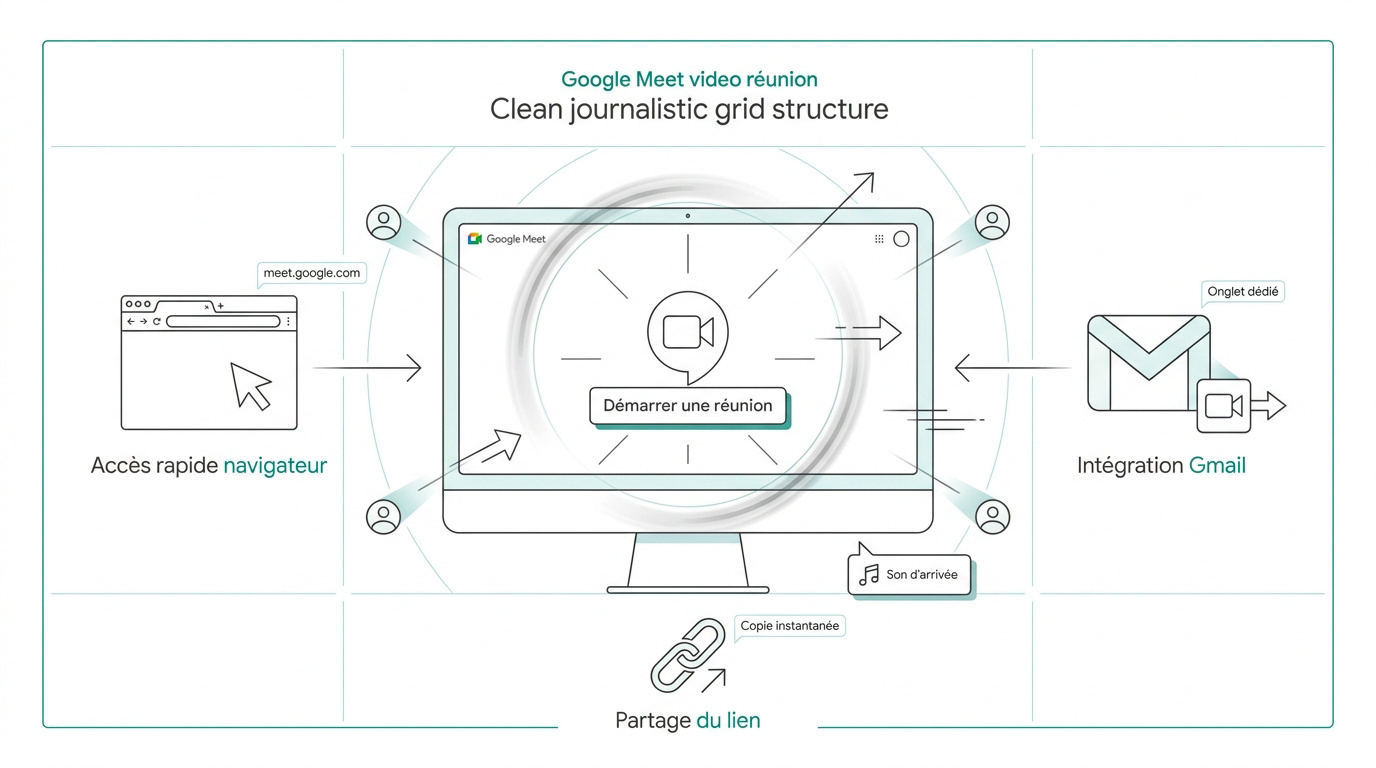 Interface utilisateur Google Meet pour démarrer une réunion instantanée