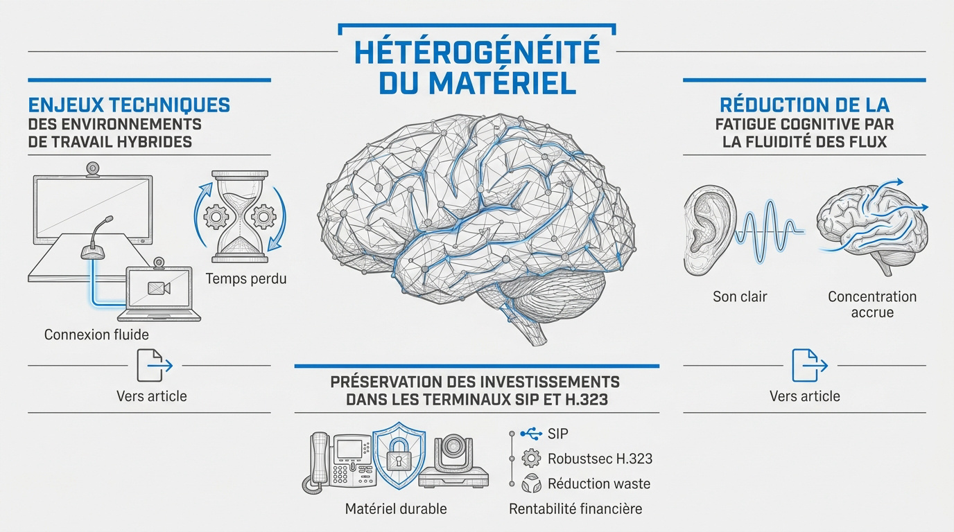 Schéma de l'interopérabilité entre différents systèmes de visioconférence en entreprise