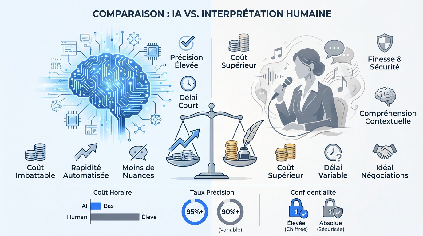 Comparaison entre l'intelligence artificielle et l'interprétation humaine en visioconférence