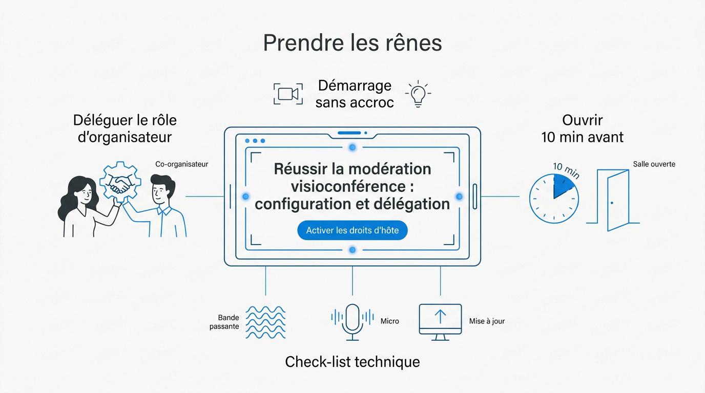 Interface de gestion pour la modération visioconférence professionnelle