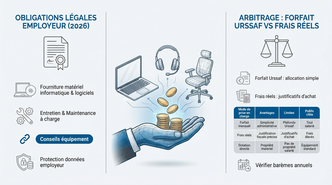 Obligations légales de l'employeur et arbitrage financier télétravail