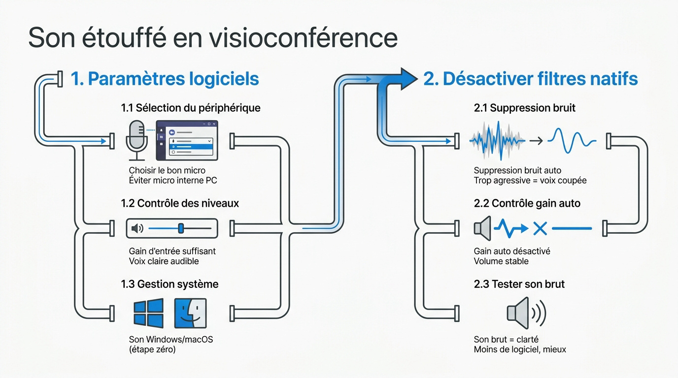 Optimisation des réglages audio pour éviter un son étouffé en visioconférence