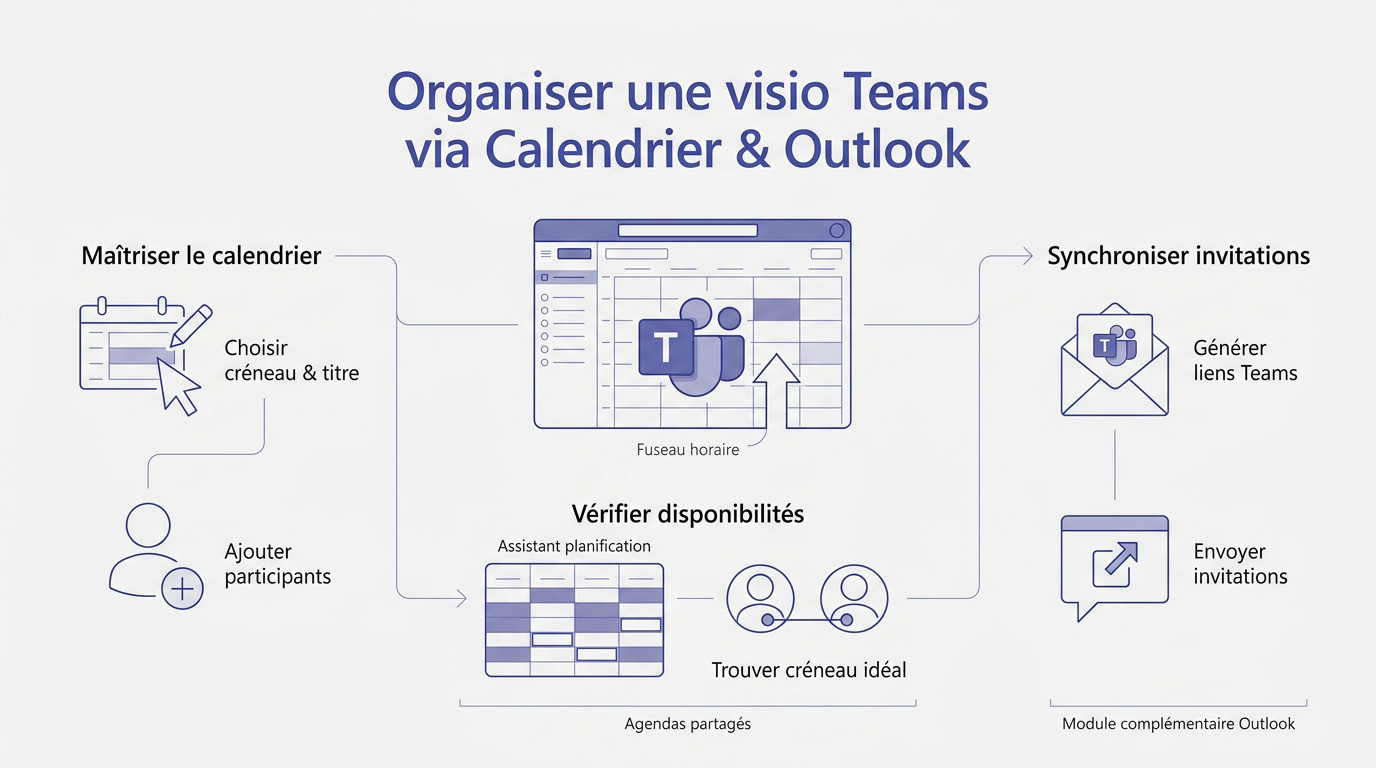Interface de planification d'une réunion Microsoft Teams via le calendrier Outlook