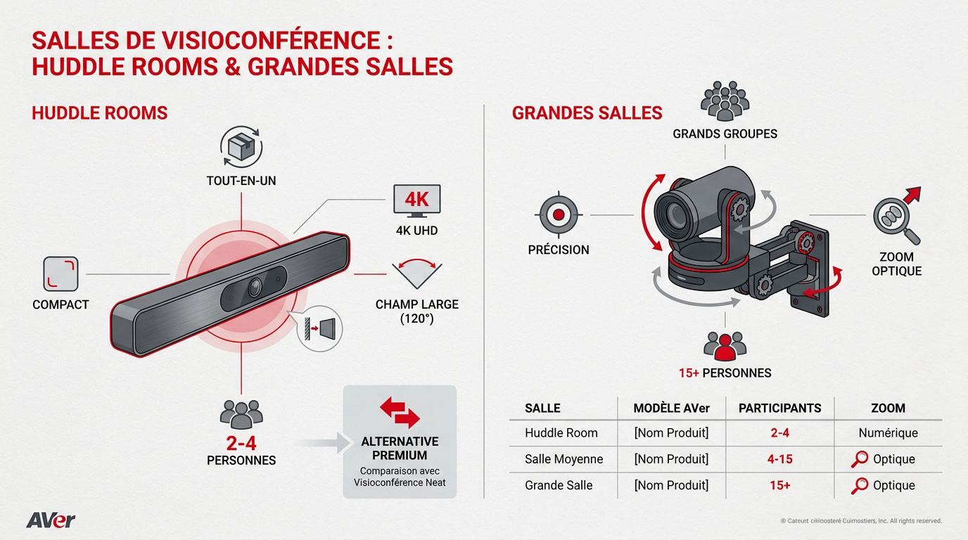 Comparatif des solutions AVer pour petites et grandes salles