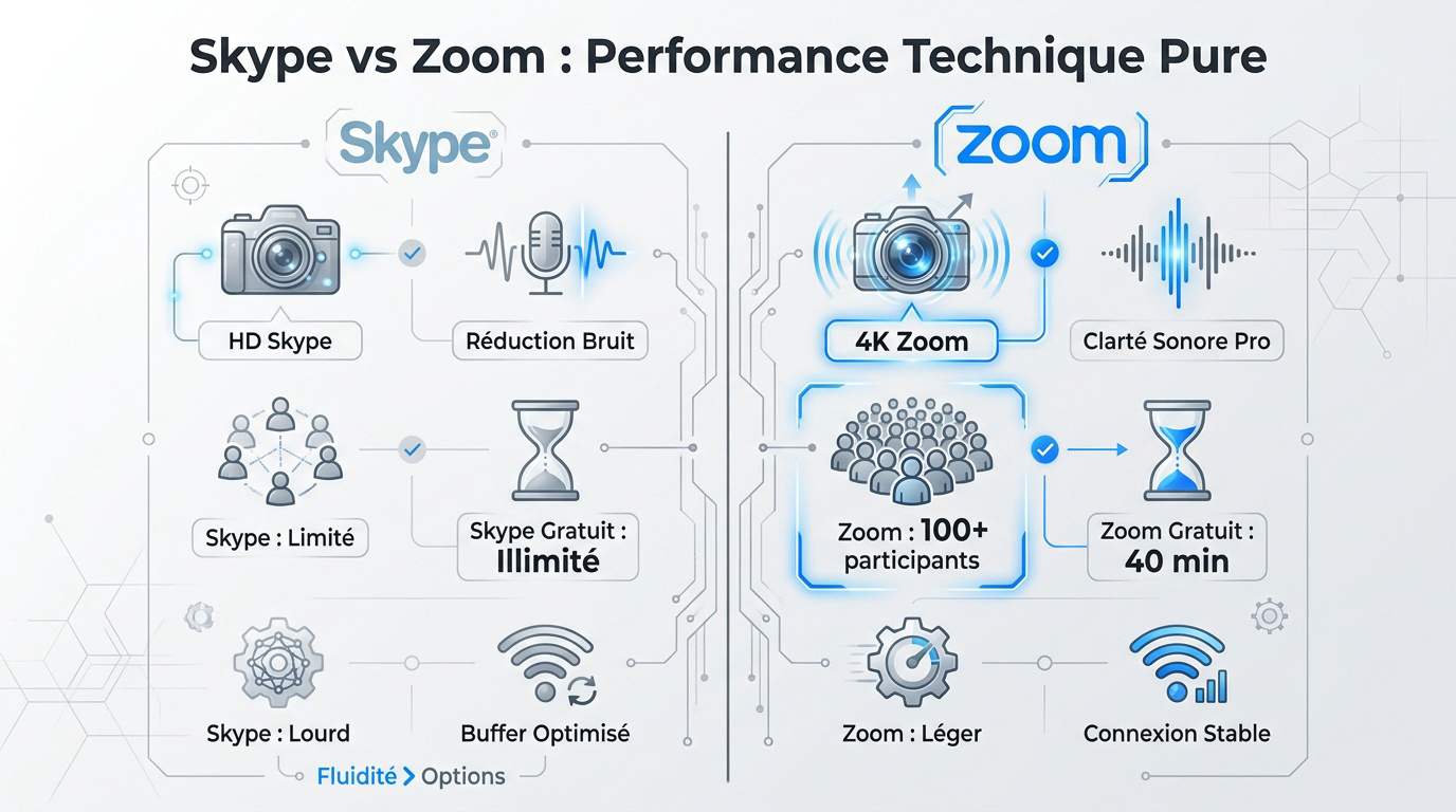 Comparaison technique entre les interfaces de visioconférence Skype et Zoom