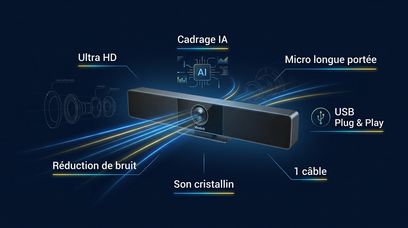 Barre de visioconférence Yealink SmartVision 40 avec double objectif 4K