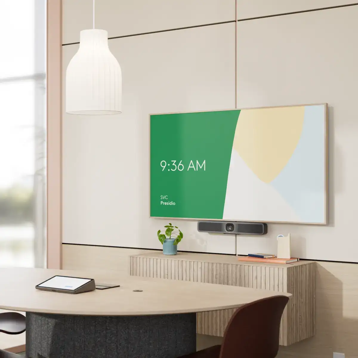 Positionnement recommandé de la caméra dans une huddle room