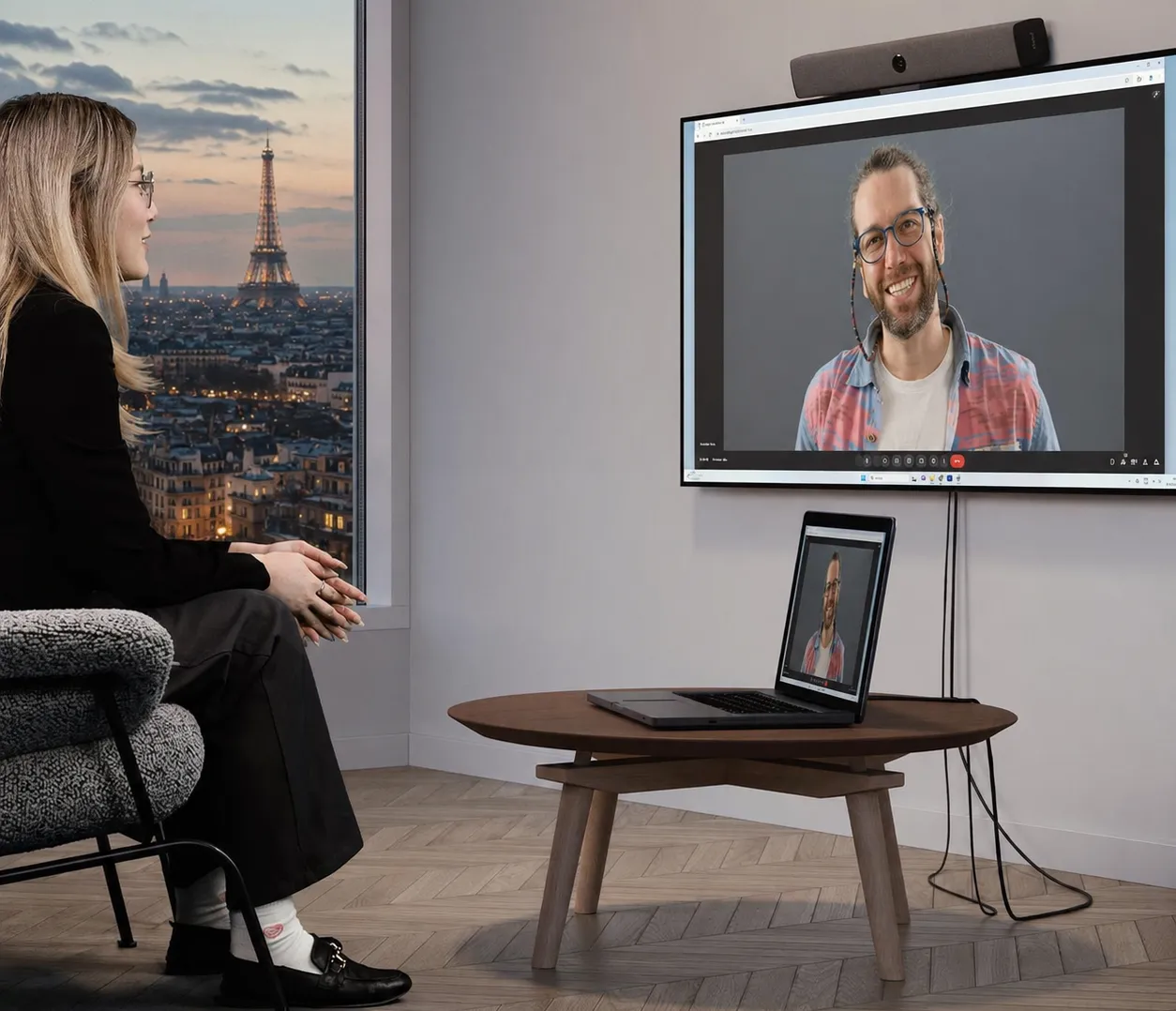 Salle de réunion professionnelle équipée par un intégrateur audiovisuel à Paris